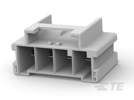1-1969688-4 TE Connectivity Power Triple Lock Series Vertical Board Mount PCB Header, 4 Contact(s), 6mm Pitch, 1 Row(s), Shrouded