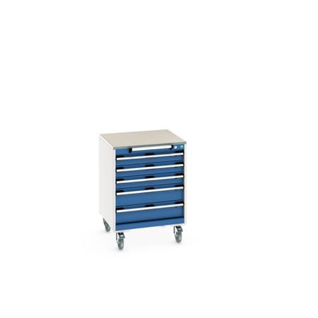 40402148-11V Bott, 5 Drawer Sheet Steel Floor Standing Storage Cabinet, 650 X 650 X 890mm