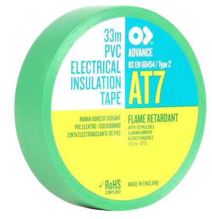 AT7 Advance Tapes  Green PVC Electrical Tape, 19mm x 33m