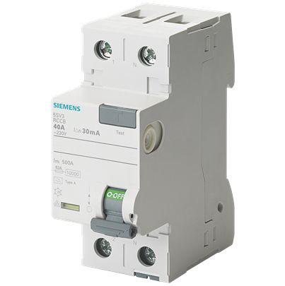 5SV3314-6GV01 Siemens 5SV RCCB, 40A, 2 Pole, 30mA, Type A, 230V