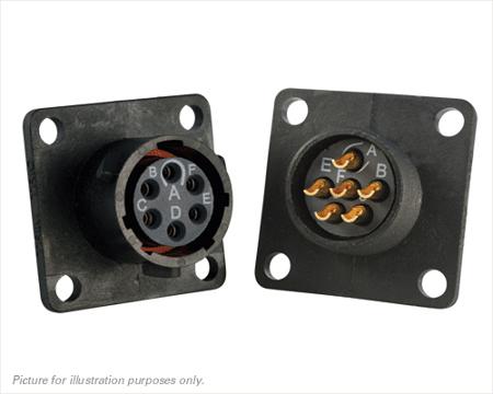 UTS010E6S Souriau Sunbank by Eaton Circular Connector, 6 Contacts, Flange, Standard Connector, Plug, Female, IP68, IP69K, UTS