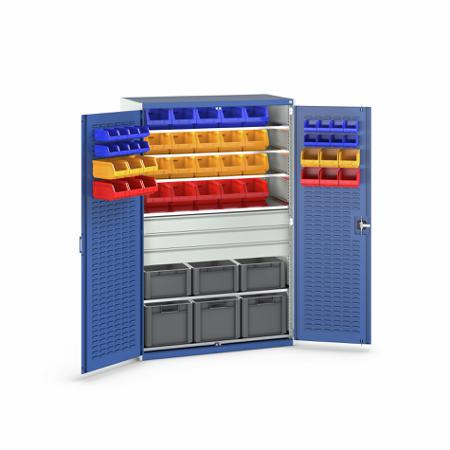 40022096-11V Bott 2 Door, 3 Drawer Sheet Steel Floor Standing Cupboard, 1300 X 650 X 2000mm