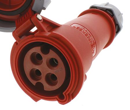 3897RS MENNEKES, PowerTOP IP67 Red Cable Mount 4P Industrial Power Socket, Rated At 32A, 400 V