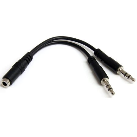 MUYHSFMM StarTech.com Female 3.5mm Stereo Jack to Male 3.5mm Stereo Jack x 2 Aux Cable, Black, 130mm