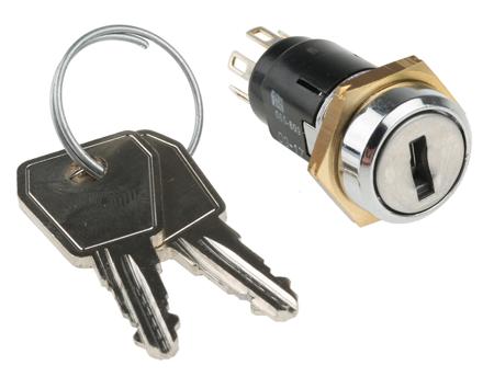 SRL5KS2850 Key Switch, DP-CO, 3 A@ 50 V dc, 5 A@ 115 V ac 2-Way, -20 → +65°C