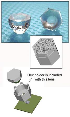 185/180 Polymer Optics  LED Optic & Holder Kit, 12 ° Diffused Beam