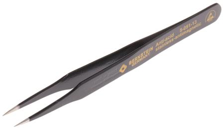 5-051-13 Bernstein 115 mm, Stainless Steel, Pointed, ESD Tweezers