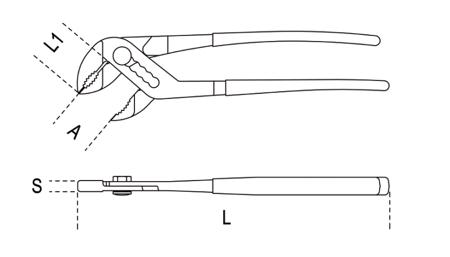 1048N-250 BETA Water Pump Pliers, 250 mm Overall, Flat Tip, 38mm Jaw