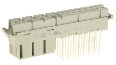 09062316821 HARTING 60 + 4 Way 5.08 mm, 10.16 mm Pitch, Type MH Class C2, 2/3 Row, Straight DIN 41612 Connector, Socket
