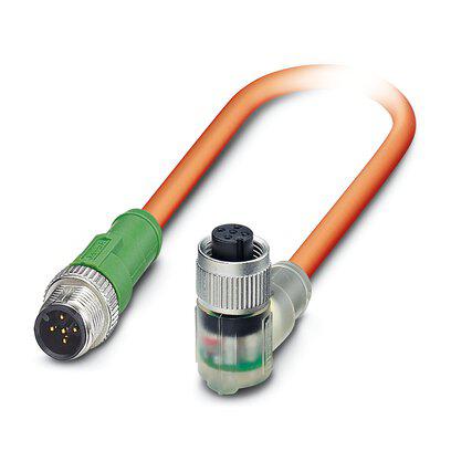 1416149 Phoenix Contact Straight Male 5 way M12 to Right Angle Female 5 way M12 Actuator/Sensor Cable, 1.5m