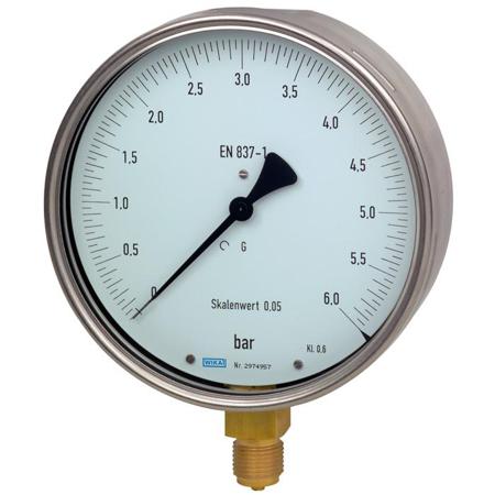 9062335 WIKA G 1/2 Bottom Entry Pressure Gauge 6bar, , 0bar min.