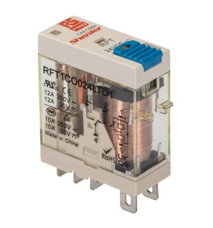 144-1594 RS Pro SPDT Non-Latching Relay Plug In, 24V dc Coil, 12 A, 10 A Interface Relay Module