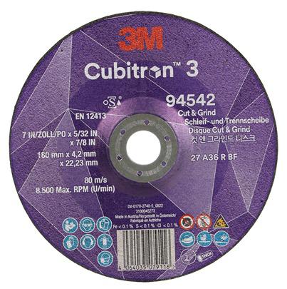 7100303972 3M 94542 Ceramic Cutting Disc, 180mm x 4.2mm Thick, 36+ Grade, 10 in pack
