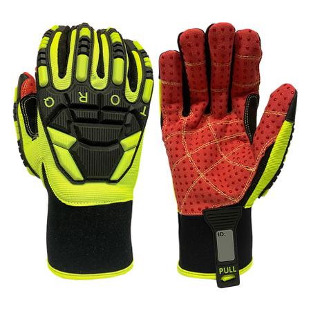 SKG00031CN Skytec Torq D-Flect Red, Yellow Foam Laminated Spandex, PVC Dots, Synthetic Leather Impact Protection Work Gloves, Size