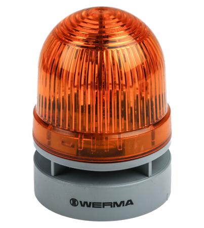 460.310.60 Werma EvoSIGNAL Mini Series Yellow Sounder Beacon, 115 → 230 V ac, IP66, Base Mount, 95dB at 1 Metre