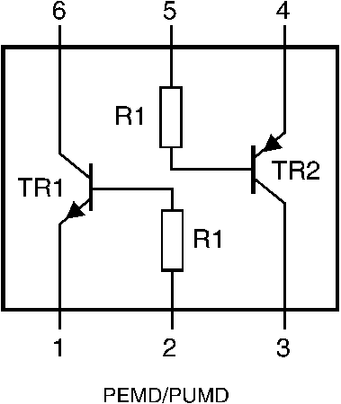 PUMD13,115 Nexperia  Dual NPN/PNP Digital Transistor, 100 mA, 50 V, 6-Pin UMT