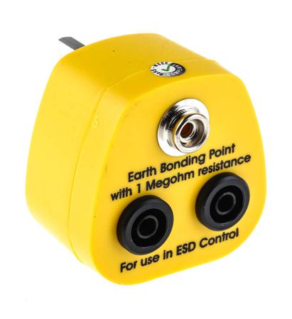 298-3890 RS Pro ESD Earth Bonding Plug with 10 mm Stud, Banana Socket x 2