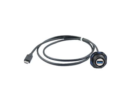 31932N-050 Amphenol Socapex Straight, Panel Mount, Female to Male- Dual Port Type Type A to Type C USB 3.2 IP68 USB Adaptor
