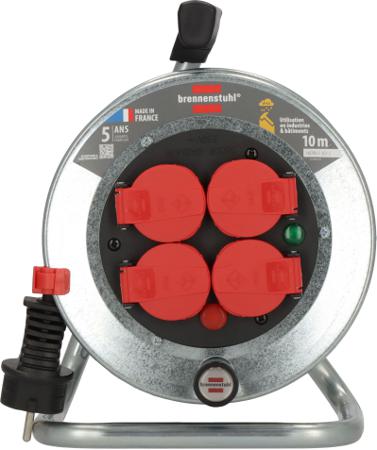1207911 brennenstuhl 10m 4 Socket Type E - French Cable Reel Open Reel, 230 V, IP44