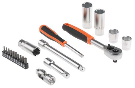 S330L Bahco 53-Piece Metric 1/2 in; 3/8 in Deep Socket/Bit Set with Ratchet, 6 point; Hex Bit; Phillips Bit; Slotted Bit