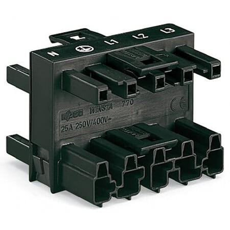 770-609 Wago 770 Series, Male to Female 5 Pole 4 Way Distribution Block, Rated At 25A, 400 V