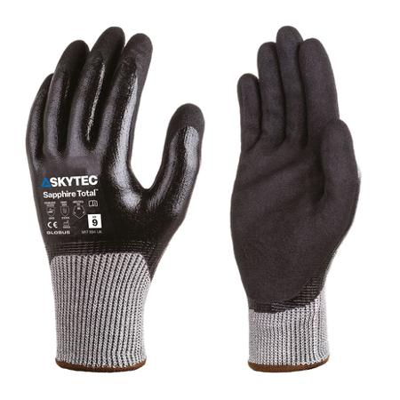 SKY00121 Skytec Sapphire Total Black HPPE, Nylon, Spandex, Stainless Steel Fibre Yarn Abrasion Resistant, Anti-Slip, Cut
