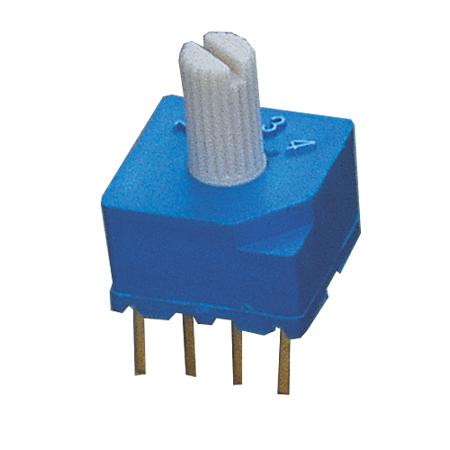 S-2150 Nidec Components S-2050, 4 Position, BCD SP4T Rotary Selector Switch, 100 mA, Pin