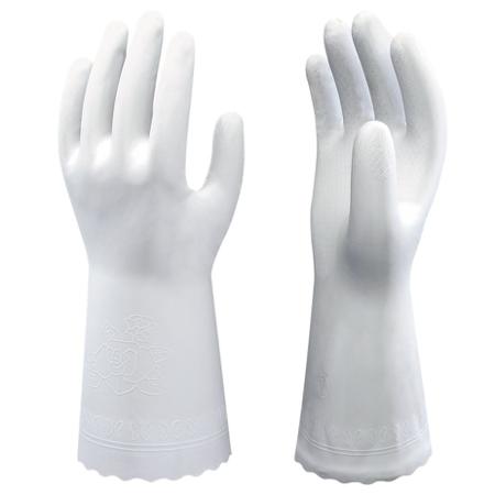SHO7003 Showa B0700R White Chemical Resistant Work Gloves, Size Large, PVC Coating