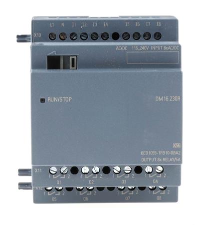 6ED1055-1FB10-0BA2 Siemens LOGO! 8 Expansion Module, 115 V ac/dc, 230 V ac/dc, 8 x Input, 8 x Output Without Display