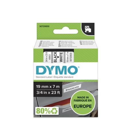 S0720830 Dymo Black on White Label Printer Tape, 7 m Length, 19 mm Width