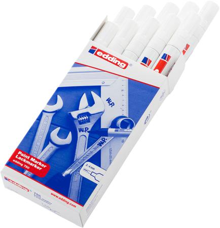 RS-4-750049 Edding White 2 → 4mm Medium Tip Paint Marker Pen for use with Glass, Metal, Plastic, Wood