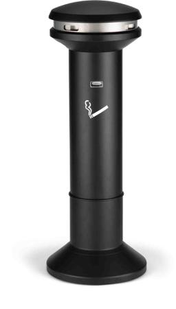 FG9W3400BLA Rubbermaid Commercial Products Black Stainless Steel Base Mount Cigarette Bins, 485mm x 1.02m x 480mm