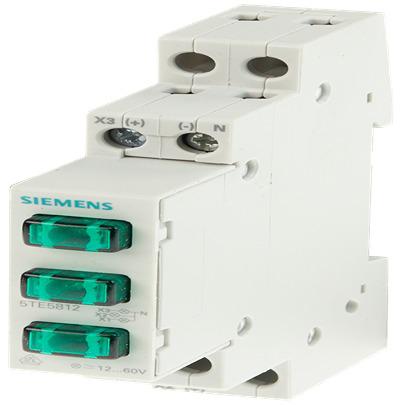 5TE5812 Siemens, , Panel Green LED Pilot Light, 18mm Cutout, IP20, Rectangular, 12 → 60V ac