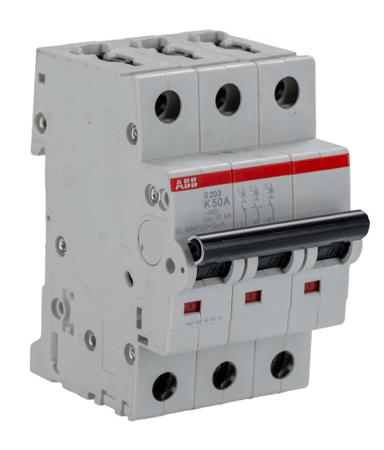 2CDS253001R0577--S203-K50 ABB System M Pro 50A MCB Mini Circuit Breaker3P Curve K, Breaking Capacity 6 kA
