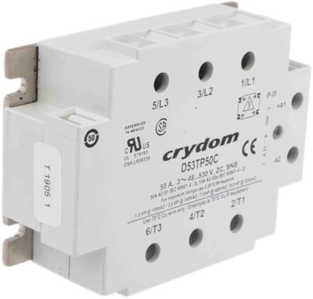 D53TP50C Sensata Crydom 53TP Series Solid State Relay, 50 A rms Load, Panel Mount, 530 V ac Load, 32 V dc Control