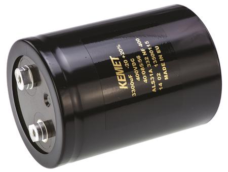 ALS31A332NF400 KEMET 3300μF Aluminium Electrolytic Capacitor 400V dc, Screw Terminal -