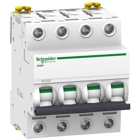 A9F76450 Schneider Electric Acti9 A9F7 MCB, 4P, 50A Curve B, 500V AC, 6000 A Breaking Capacity