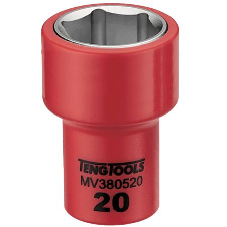 MV380513 Teng Tools 3/8 in Drive 13mm Insulated Standard Socket, 6 point, VDE/1000V, 46 mm Overall Length