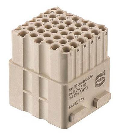 09140423101 HARTING Heavy Duty Power Connector Module, 10A, Female, Han-Modular Series, 42 Contacts