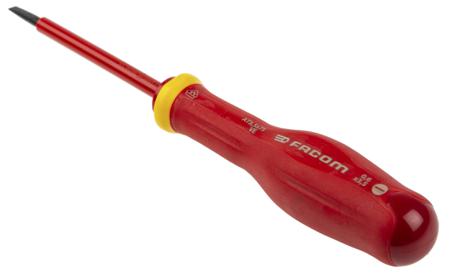 AT3-5X75VE Facom Slotted Insulated Screwdriver 0.6 x 3.5 mm Tip 75 mm Carbon Steel, VDE/1000V Approved