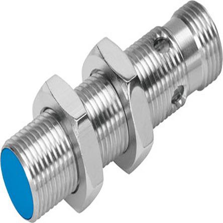 SIEN-M12B-PS-S-L Festo Inductive Threaded Barrel Proximity Sensor, M12, 2 mm Detection, PNP NO, 10 → 30 V dc