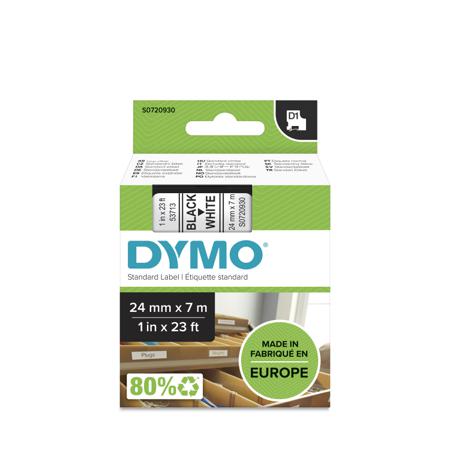 S0720930 Dymo Black on White Label Printer Tape, 7 m Length, 24 mm Width