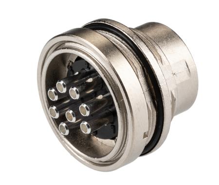 09-0173-00-08 Binder, 8 Pole Wall Mount Miniature Connector Plug, Male Contacts, IP67