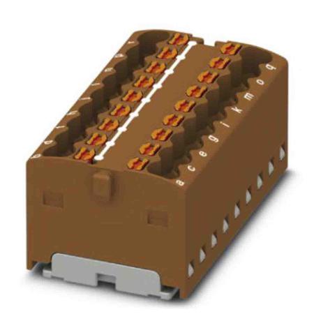 3002777 Phoenix Contact Distribution Block, 18 Way, 2.5mm², 17.5A, 450 V, Brown