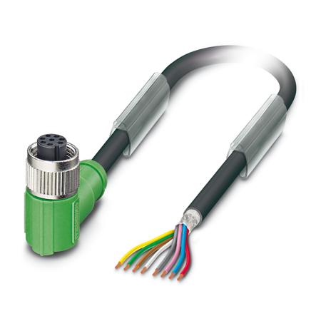 1022515 Phoenix Contact Straight Free Ends to Right Angle Female 8 way M12 Sensor Cable, 20m