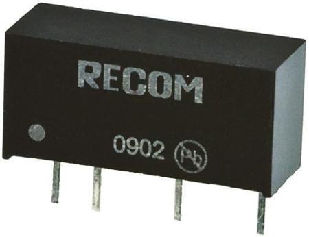 RH-0512D Recom RH 1W Isolated DC-DC Converter Through Hole, Vin 4.5 → 5.5 V dc, Vout ±12V dc, I/O isolation 3kV dc
