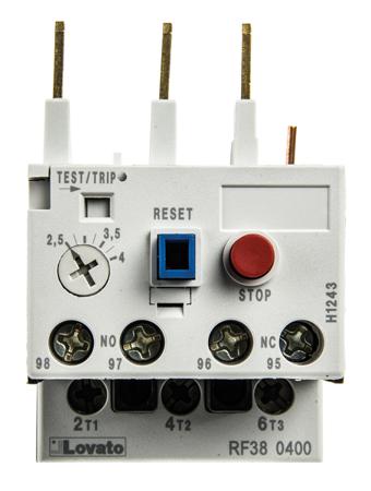 RF380400 Lovato Thermal Overload Relay -, 2.5 → 4 A F.L.C, 4 A Contact Rating, 3P