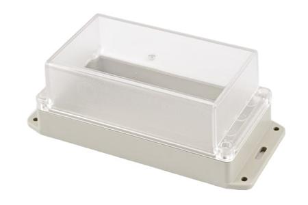 RP1195BFC Hammond RP Series Light Grey ABS General Purpose Enclosure, IP65, Flanged, Clear Lid, 165 x 85 x 70mm