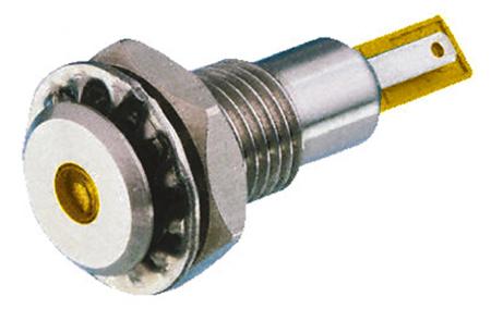 DX0505/YL/24 Bulgin Yellow Panel Mount Indicator, 24V dc, 12.2mm Mounting Hole Size, Solder Tab Termination, IP67