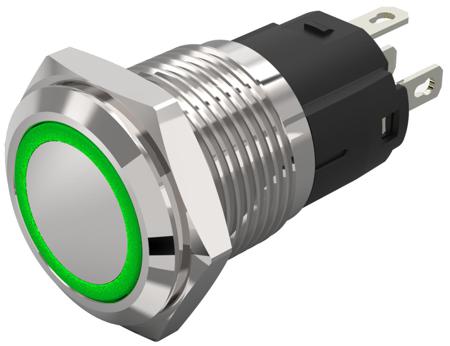 82-4151.1134 EAO 82 Series Illuminated Illuminated Push Button Switch, Momentary, Panel Mount, 16mm Cutout, SPDT, Green LED, 24V,